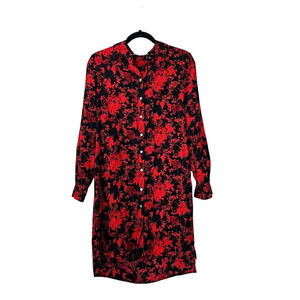 Diane Von Furstenberg Prita Silk Dress Black and Res Floral Tie Waist 4